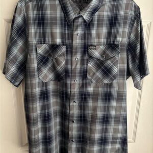 DIXXON Men's Casual Plaid Shirt - Black and Gray